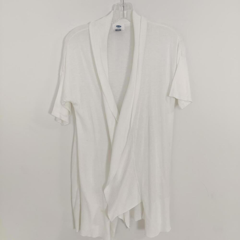 Old Navy Women's White Cardigan Size Large Open Front Bohemian Summer